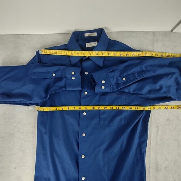 Van Heusen Men's Blue Cotton Blend Button Down Dress Shirt Size 15 (34/35) - Picture 7 of 11
